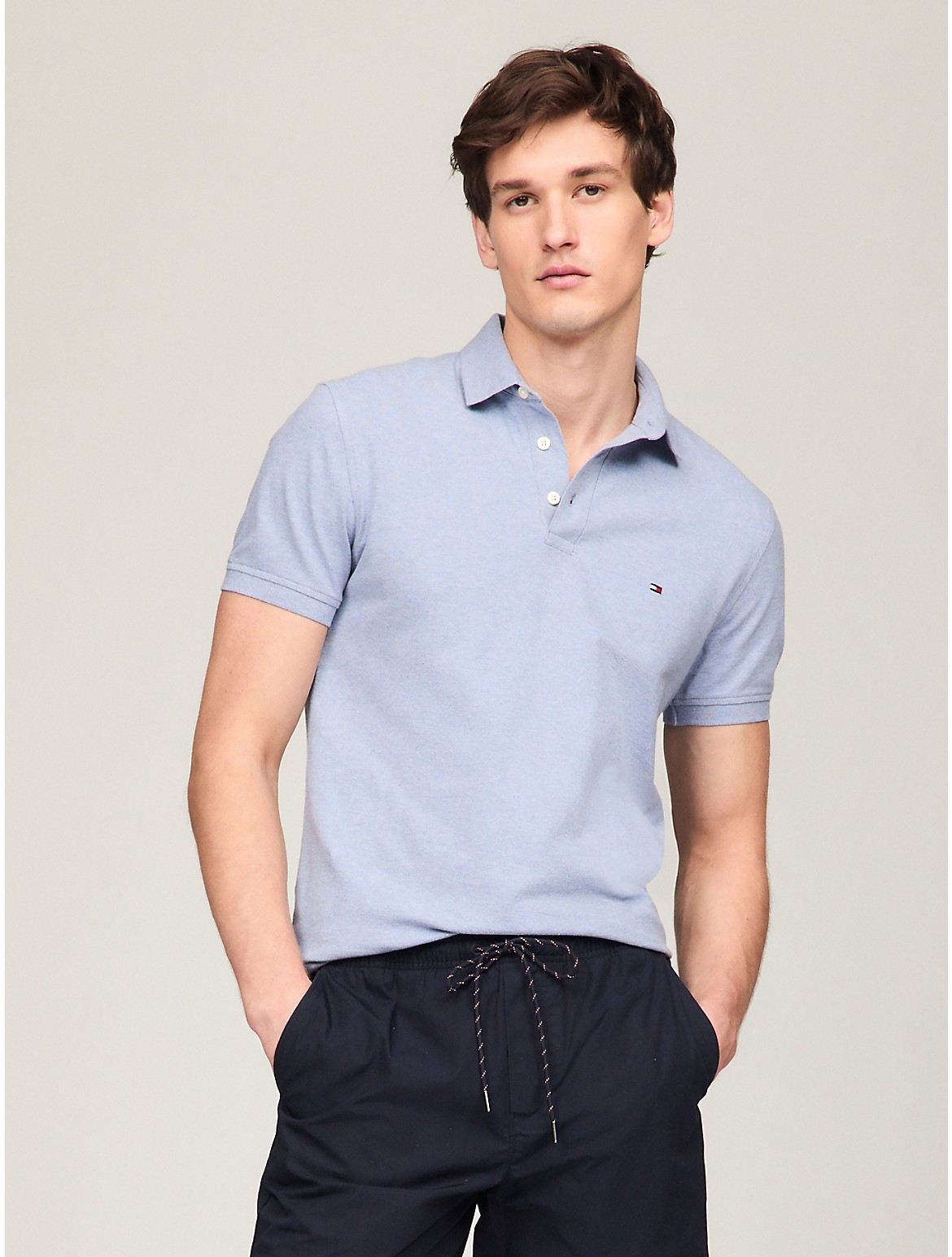 Shop Tommy Hilfiger Slim Fit Tommy Polo In Medium Blue Heather
