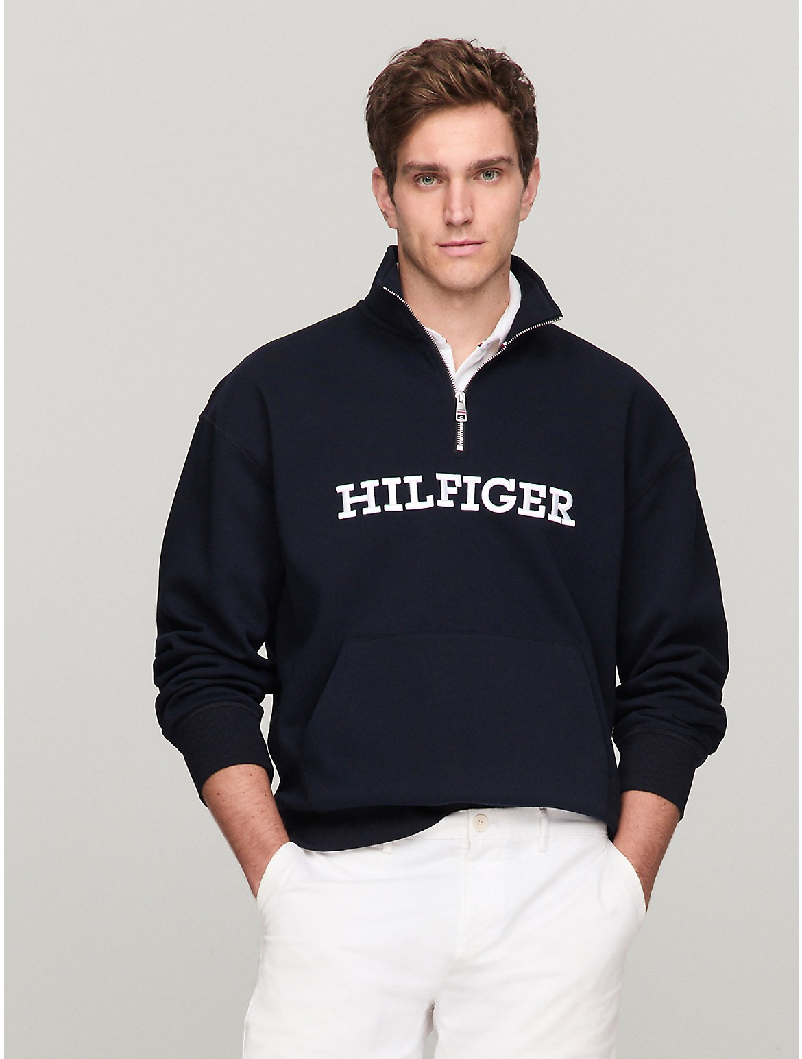 Tommy Hilfiger Men's Embroidered Monotype Half-Zip Sweatshirt