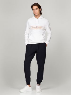 Embroidered Signature Logo Hoodie, Optic White