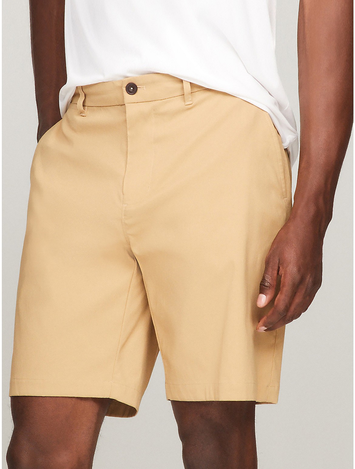 Shop Tommy Hilfiger Straight Fit 9" Tech Chino Short In Champagne Toast