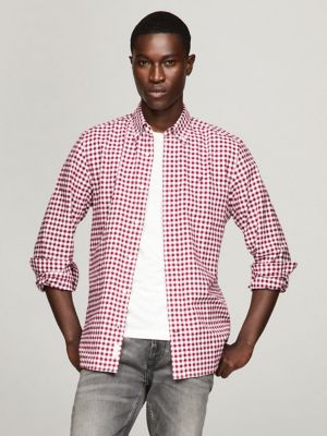 Regular Fit Gingham Oxford Shirt, Rouge/Optic White
