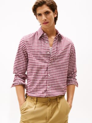 Regular Fit Gingham Oxford Shirt, Rouge/Optic White