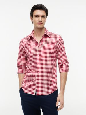 Regular Fit Gingham Oxford Shirt, Medium Red/Optic White
