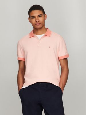 Slim Fit Tipped Polo, Peach Dusk/Weathered White Mouline