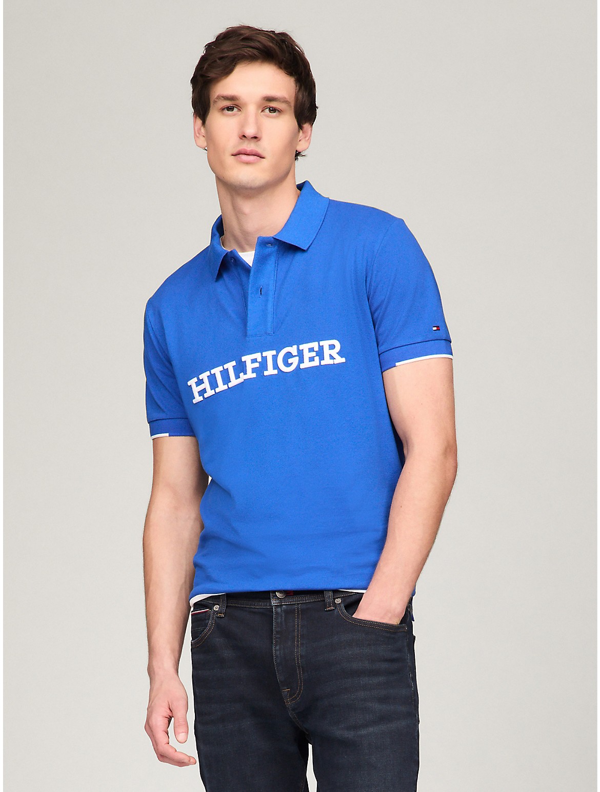 Tommy Hilfiger Men's Regular Fit Embroidered Monotype Polo
