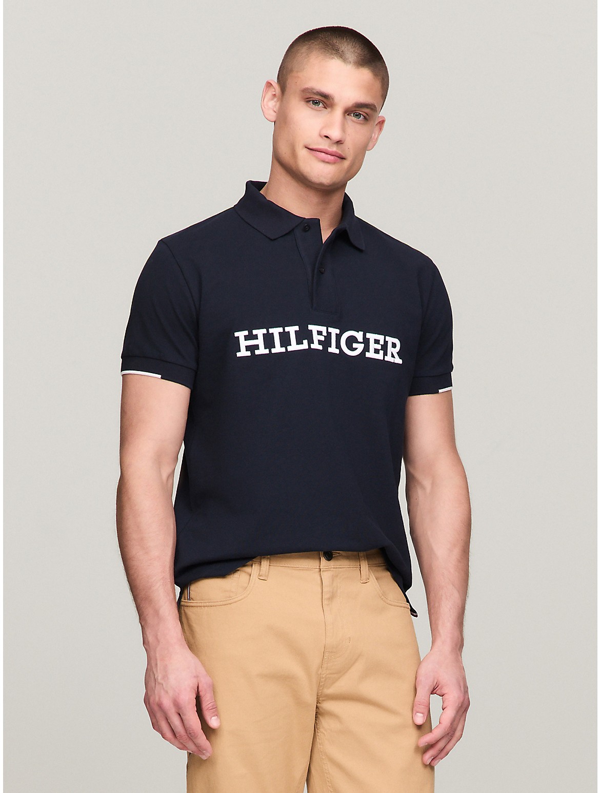 Tommy Hilfiger Men's Regular Fit Embroidered Monotype Polo