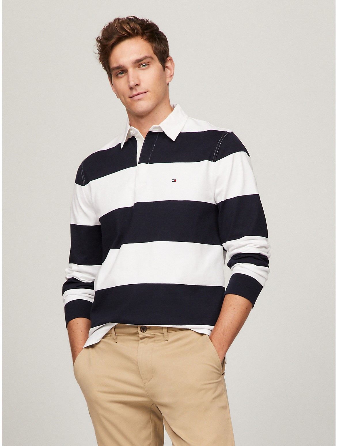 Tommy Hilfiger Men's Regular Fit Rugby Long-Sleeve Polo