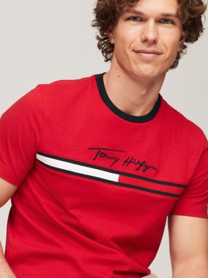 Tommy Hilfiger Men's Hilfiger Signature Flag Logo T-Shirt - Red - M