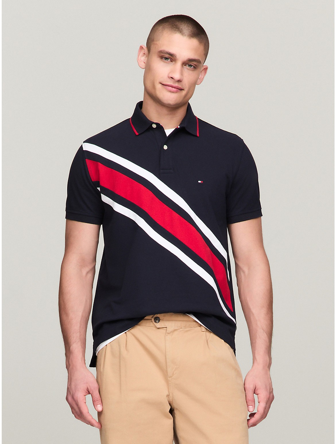 Tommy Hilfiger Men's Regular Fit Banner Stripe Polo
