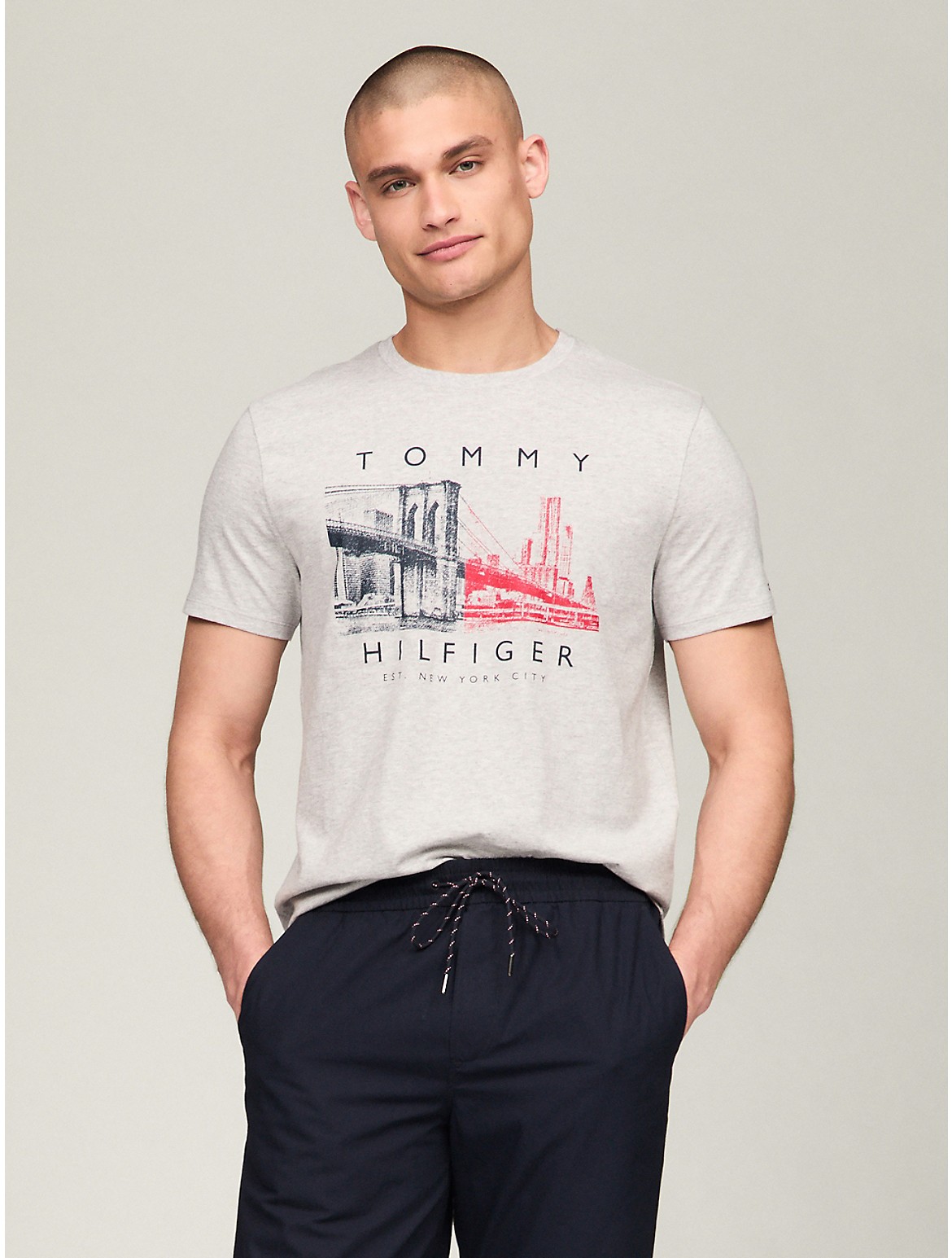 Shop Tommy Hilfiger Tommy Nyc Graphic T In Grey Heather