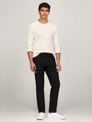 Slim Fit Elastic Waist Chino, Black
