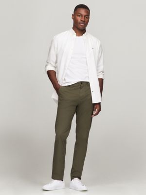 Slim Fit Elastic Waist Chino, Army Green
