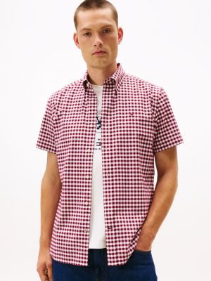 Regular Fit Gingham Oxford Shirt, Rouge/Optic White