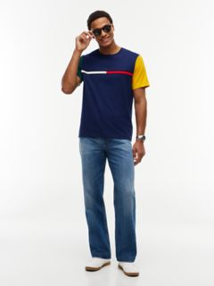 Colorblock Flag Stripe Logo T-Shirt — Carbon Navy 2