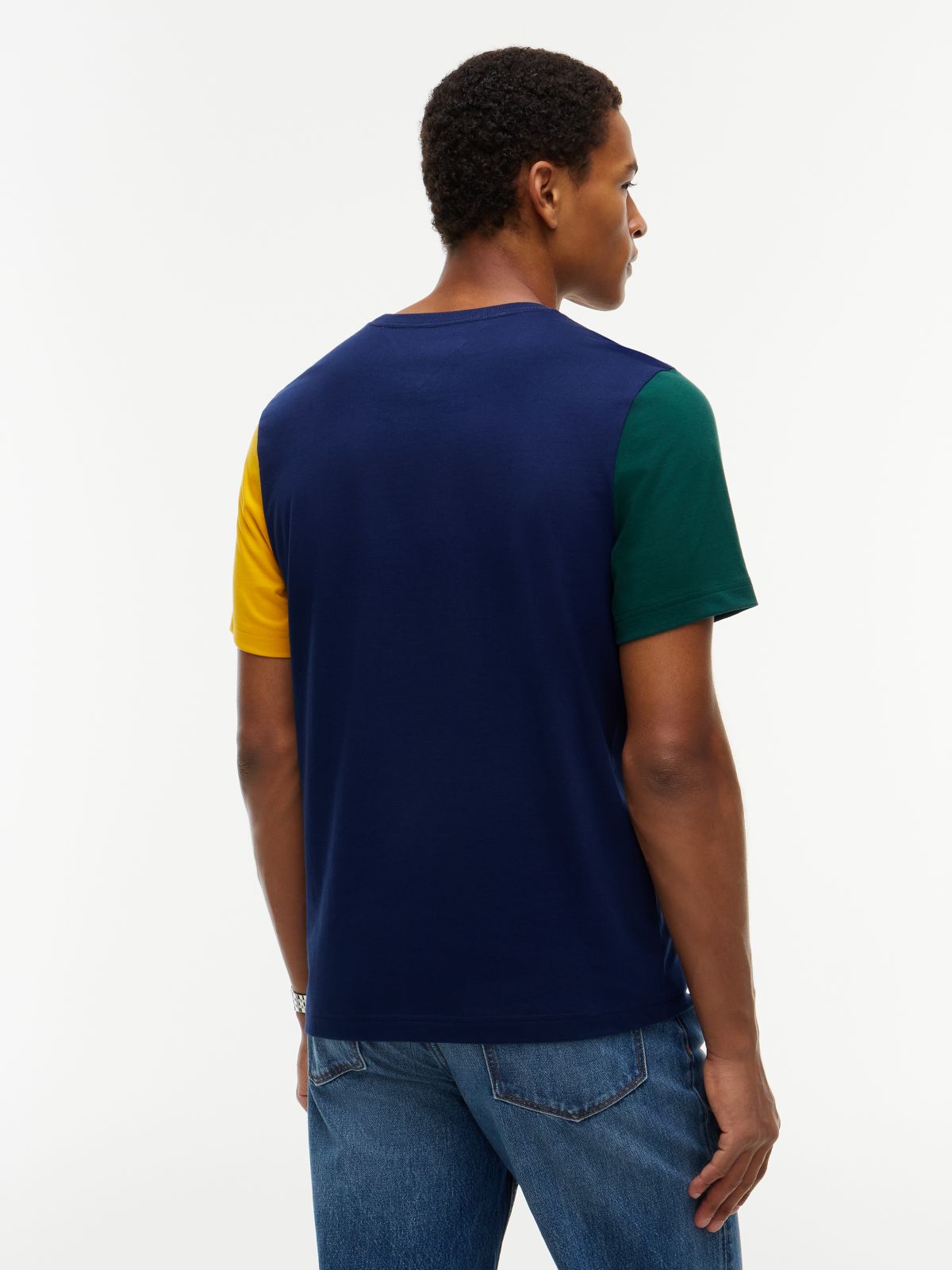 Colorblock Flag Stripe Logo T-Shirt — Carbon Navy