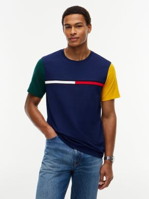 Colorblock Flag Stripe Logo T-Shirt, Carbon Navy