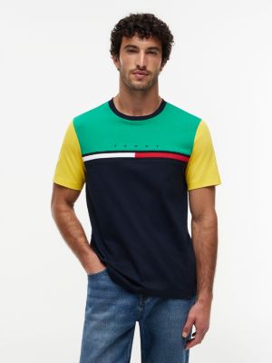 Colorblock Flag Stripe Logo T-Shirt, Navy