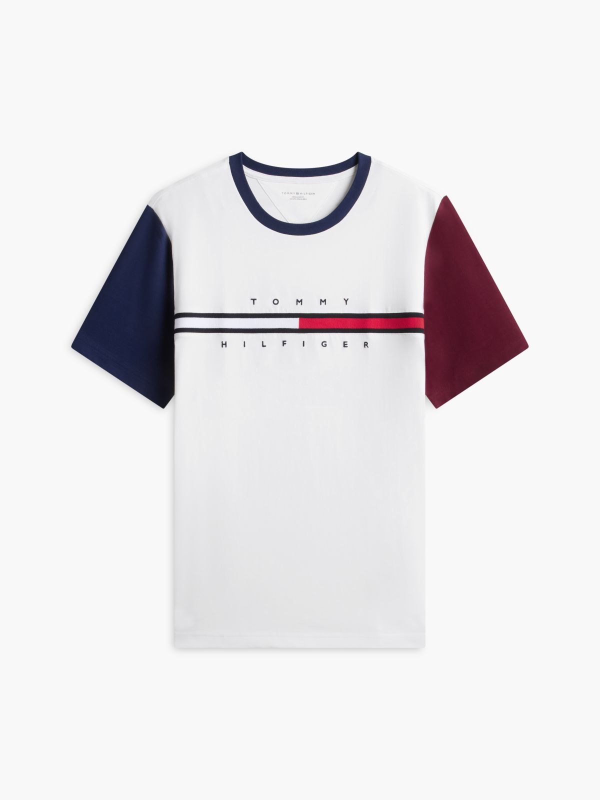 Colorblock Flag Stripe Logo T-Shirt — Ecru
