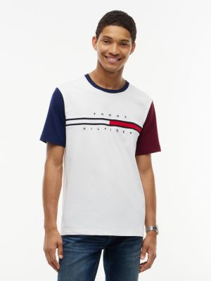 Colorblock Flag Stripe Logo T-Shirt, Ecru