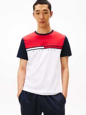 Colorblock Flag Stripe Logo T-Shirt, Optic White Colorblock Multi