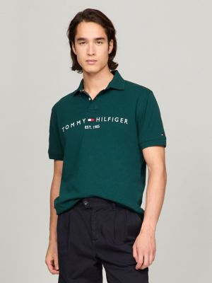 Green tommy hilfiger polo shirt online