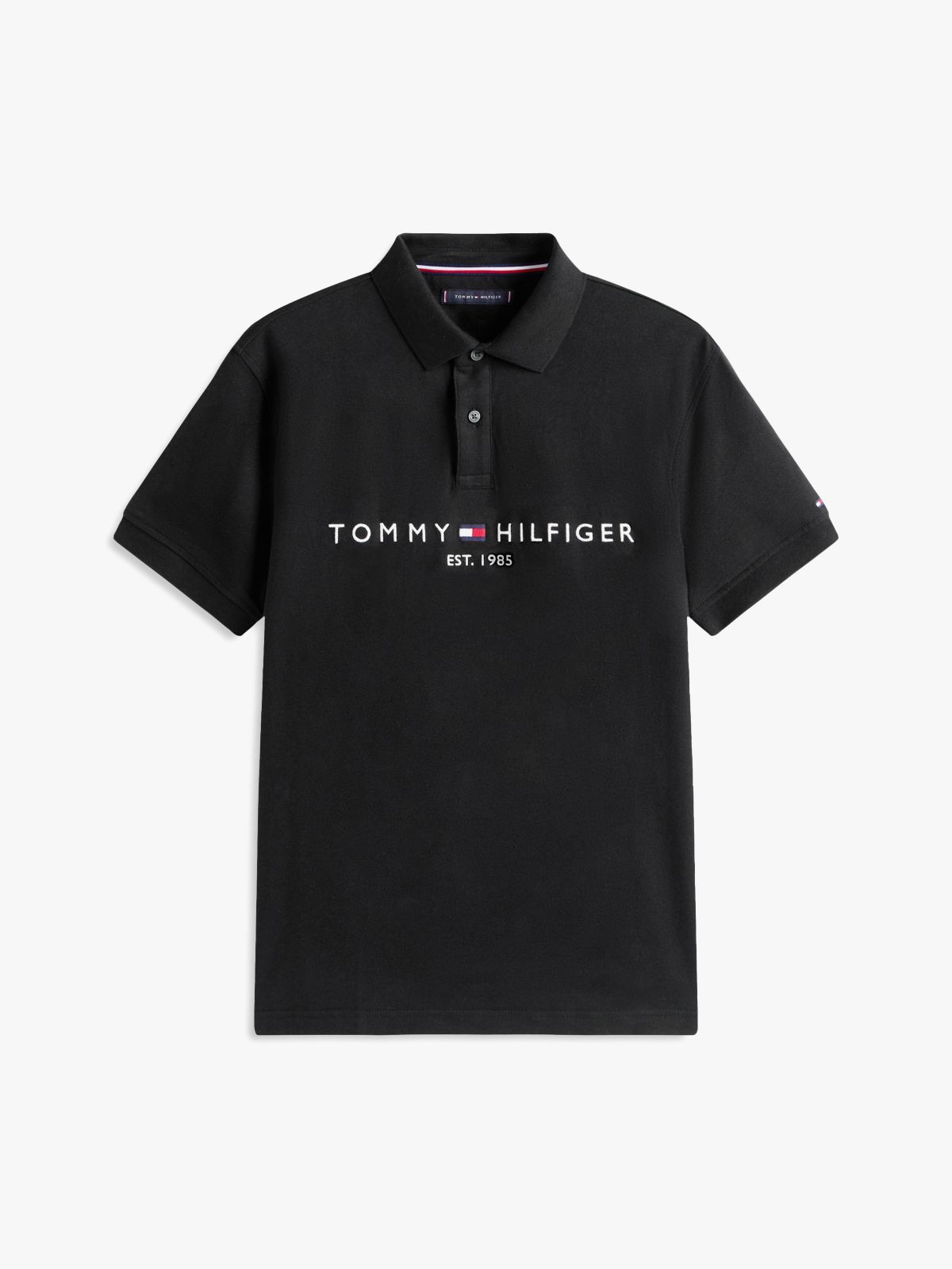 Embroidered Tommy Logo Polo — Black