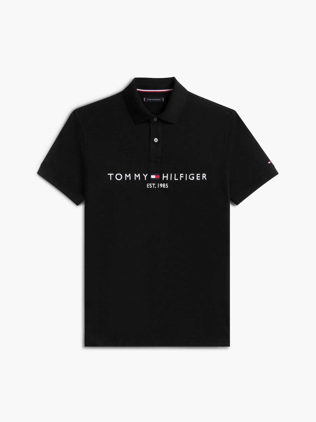 Embroidered Tommy Logo Polo — Black