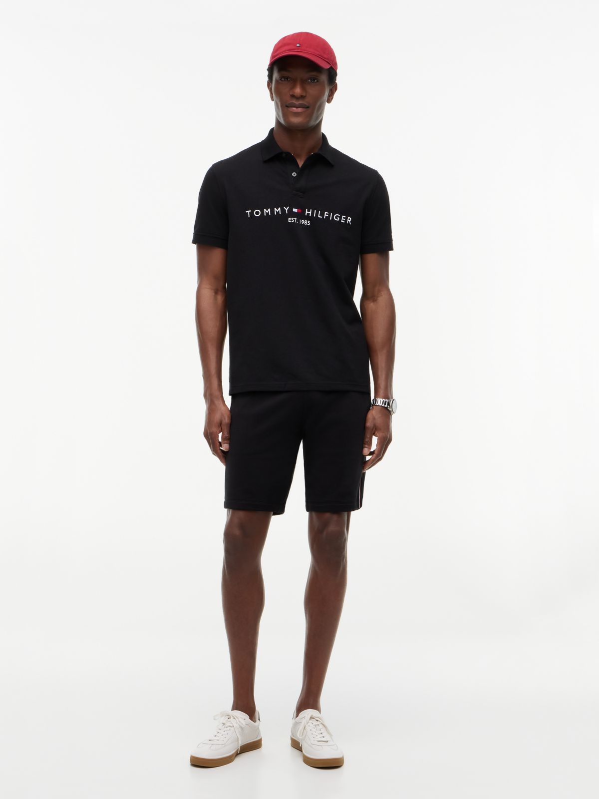 Embroidered Tommy Logo Polo — Black
