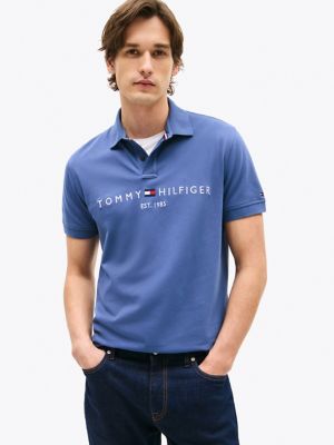 Embroidered Tommy Logo Polo, Bank Blue