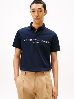 Embroidered Tommy Logo Polo, Navy
