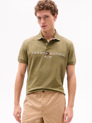 Embroidered Tommy Logo Polo, Uniform Olive
