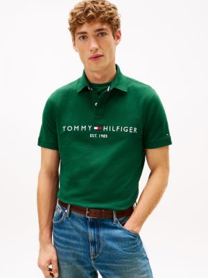 Embroidered Tommy Logo Polo, Deep Evergreen