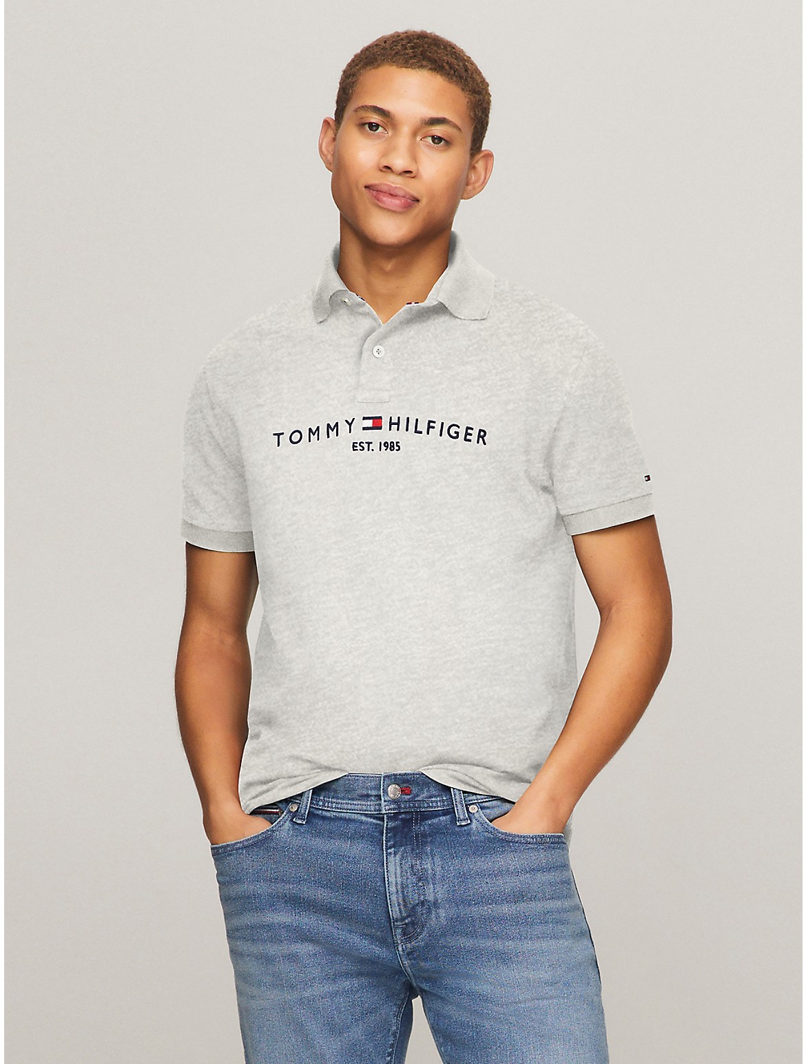 Tommy Hilfiger Men's Regular Fit Embroidered Tommy Graphic Polo - Grey - XXL