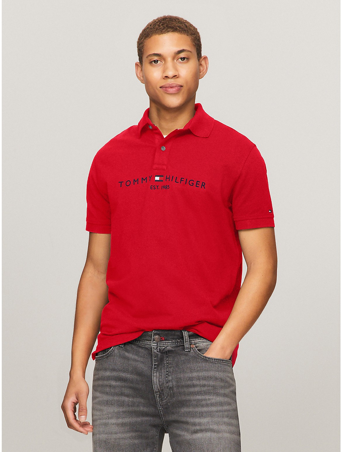 Tommy Hilfiger Men's Regular Fit Embroidered Tommy Graphic Polo - Red - M