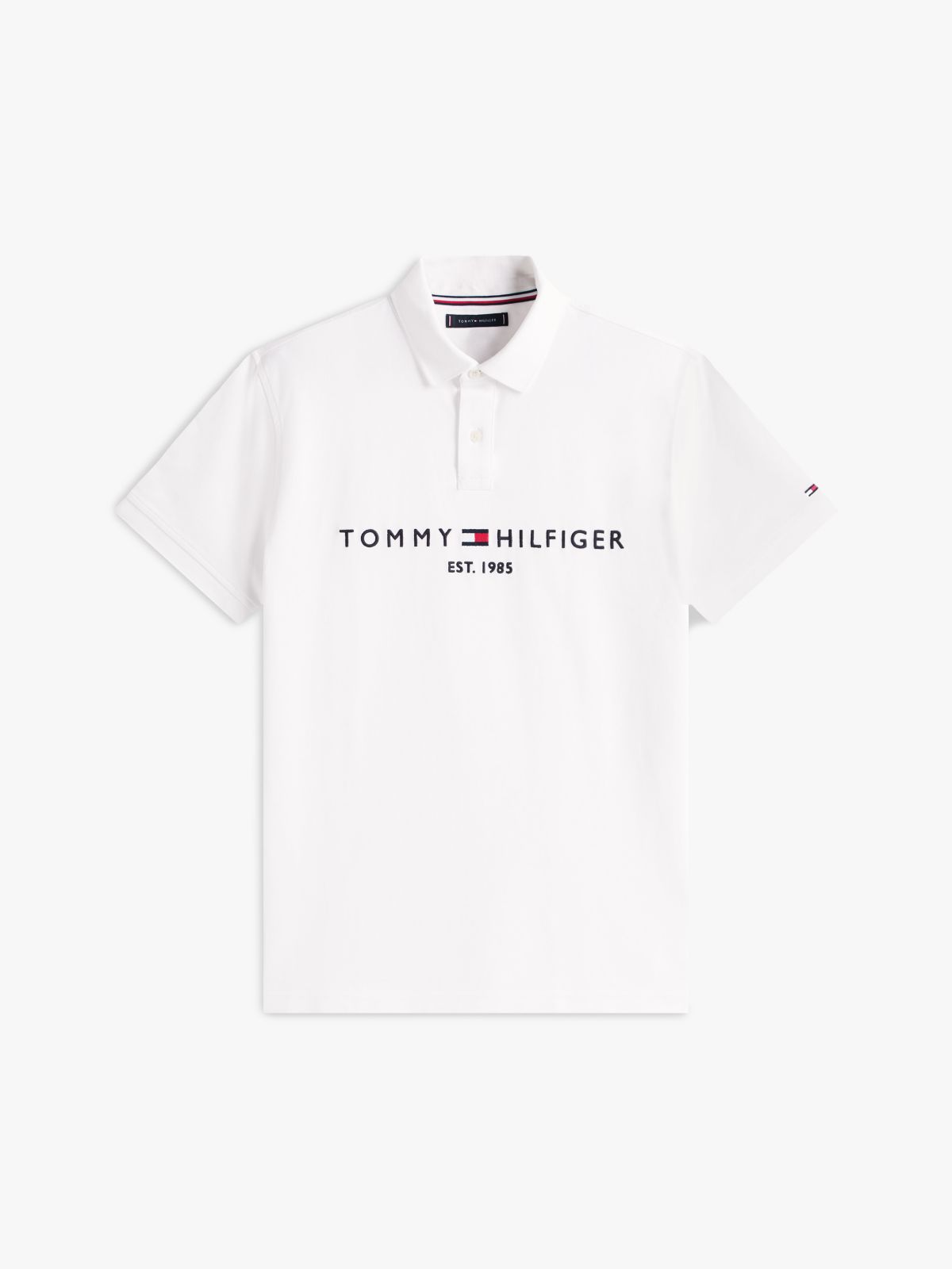 Embroidered Tommy Logo Polo — Fresh White