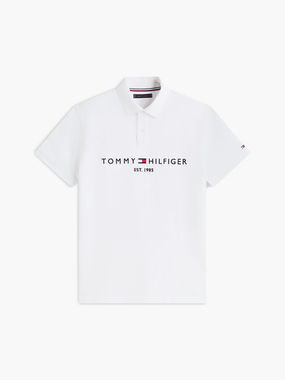 Embroidered Tommy Logo Polo — Fresh White