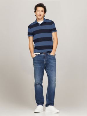 Rugby Stripe Slim Fit Polo, Bank Blue