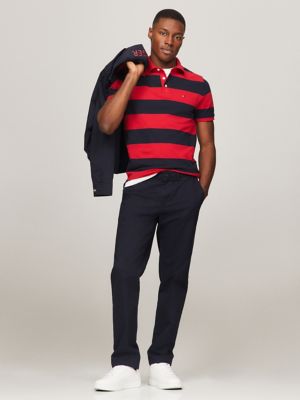 Rugby Stripe Slim Fit Polo, Primary Red