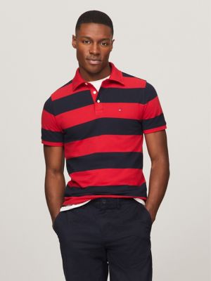 Rugby Stripe Slim Fit Polo, Primary Red