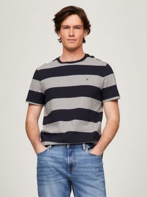 Rugby Stripe T-Shirt, Grey/Navy Stripe