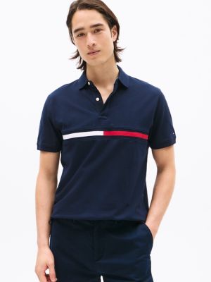 Embroidered Stripe Regular Fit Polo, Navy