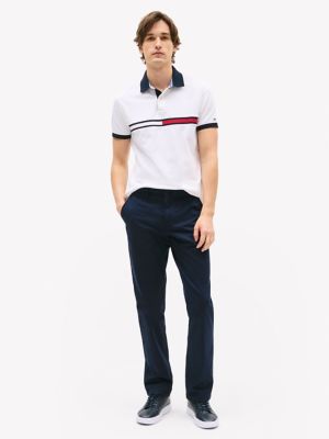 Embroidered Stripe Regular Fit Polo, Fresh White