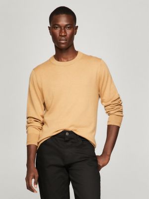 Fine Gauge Knit Crewneck Sweater, Pinecone Tan