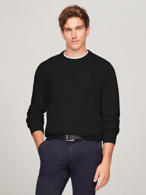 Fine Gauge Knit Crewneck Sweater, Black
