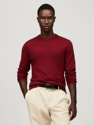 Tommy Hilfiger Men s Fine Gauge Merino Wool Sweater Red XL