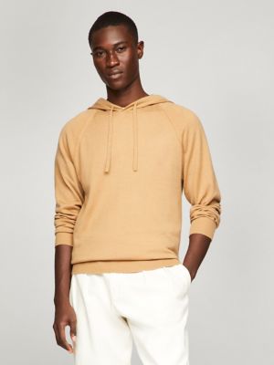 Fine Gauge Wool-Blend Hoodie, Pinecone Tan