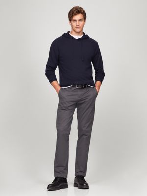 Fine Gauge Wool-Blend Hoodie, Navy