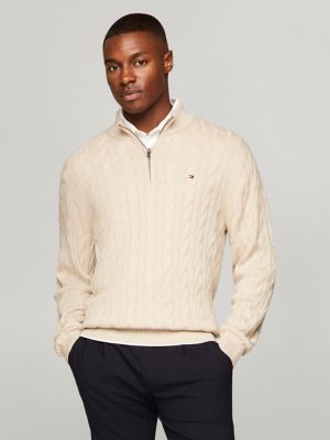 Cable knit quarter zip sweater sale