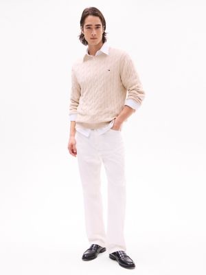 Cable Knit Crewneck Sweater, Classic Beige