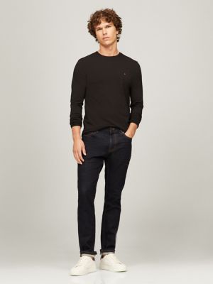 Slim Fit Long-Sleeve Stretch T-Shirt, Black